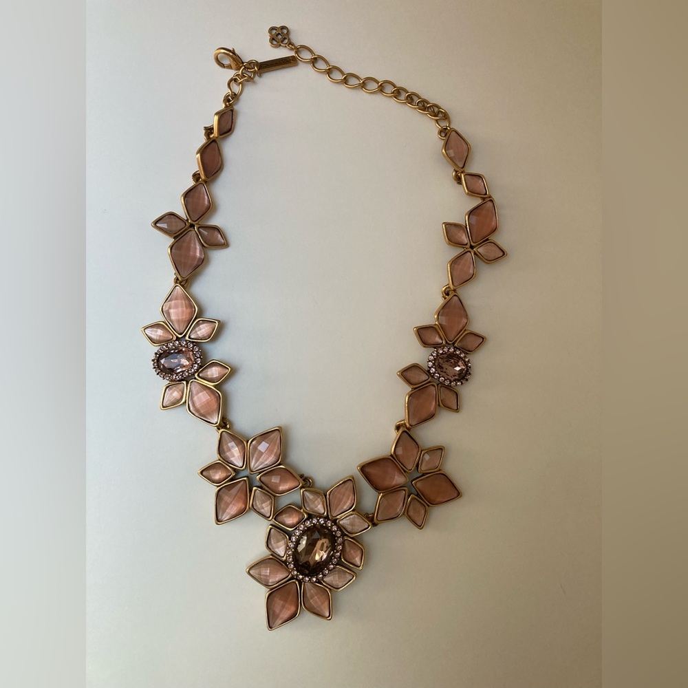 Signed Oscar de la Renta statement necklace in lavender and rose - gorgeous!